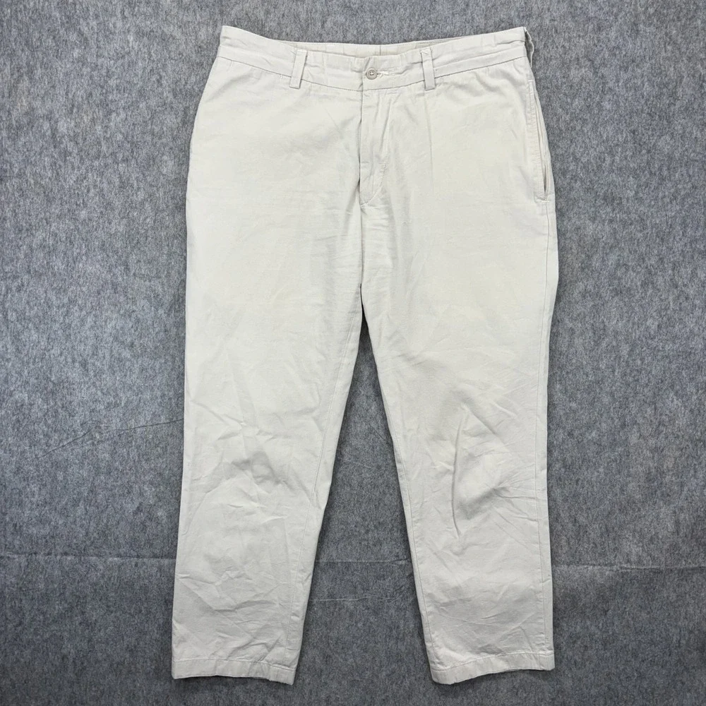 Jack Donnelly M4 Khaki Chino Pants Mens 35x29 Slim Tan Made in USA Preppy Flat